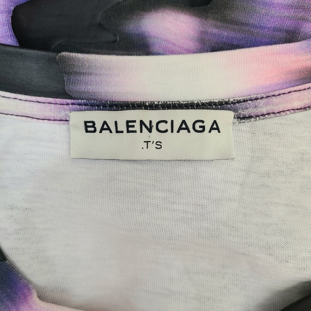Balenciaga T's T-Shirt Dress Psychedelic Camo Print White Purple Black Small - Picture 10 of 13